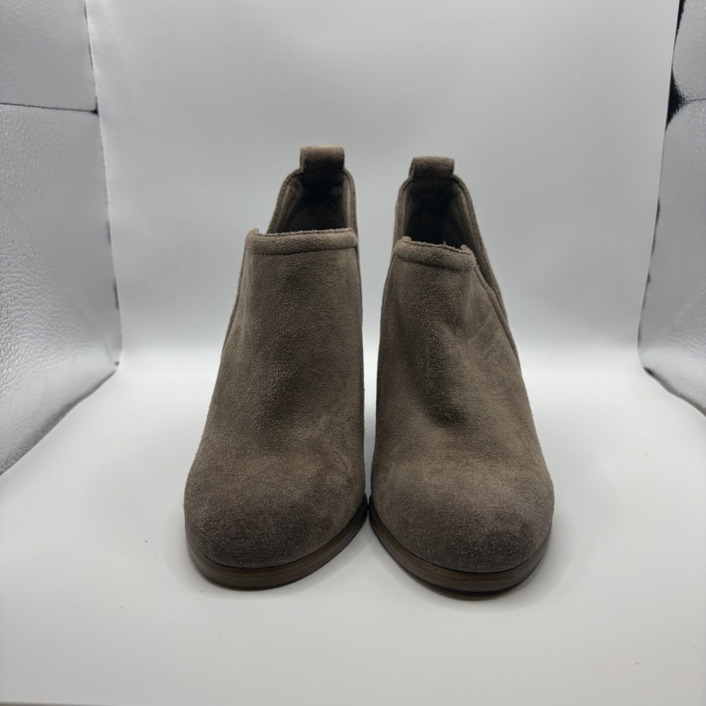 Vince Camuto Francia Women's 5.5 M Taupe Suede Ankle Boots Block Heel Booties